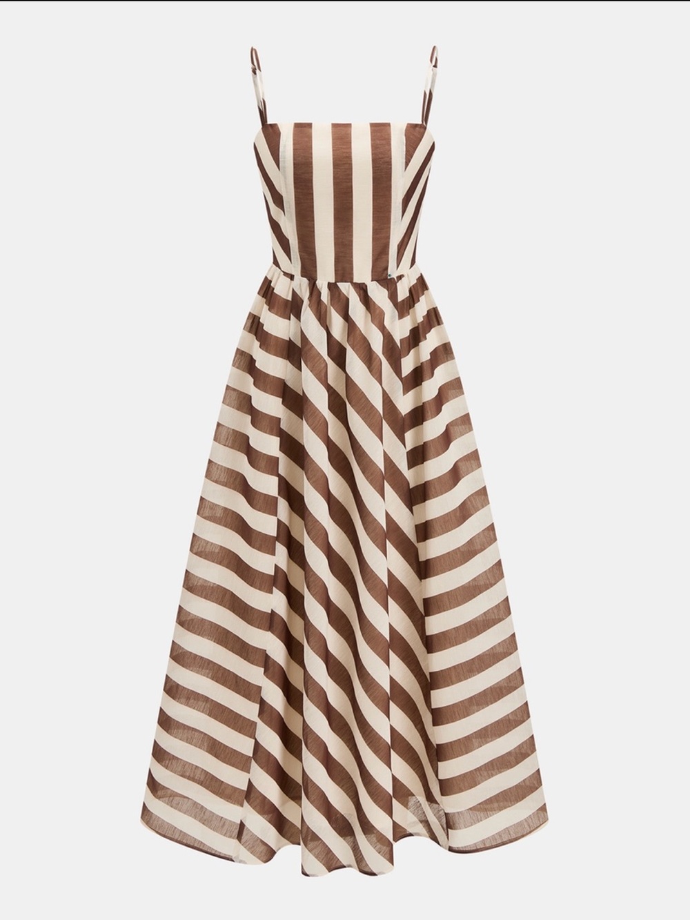 Commense Brown & Cream Striped Maxi Dress